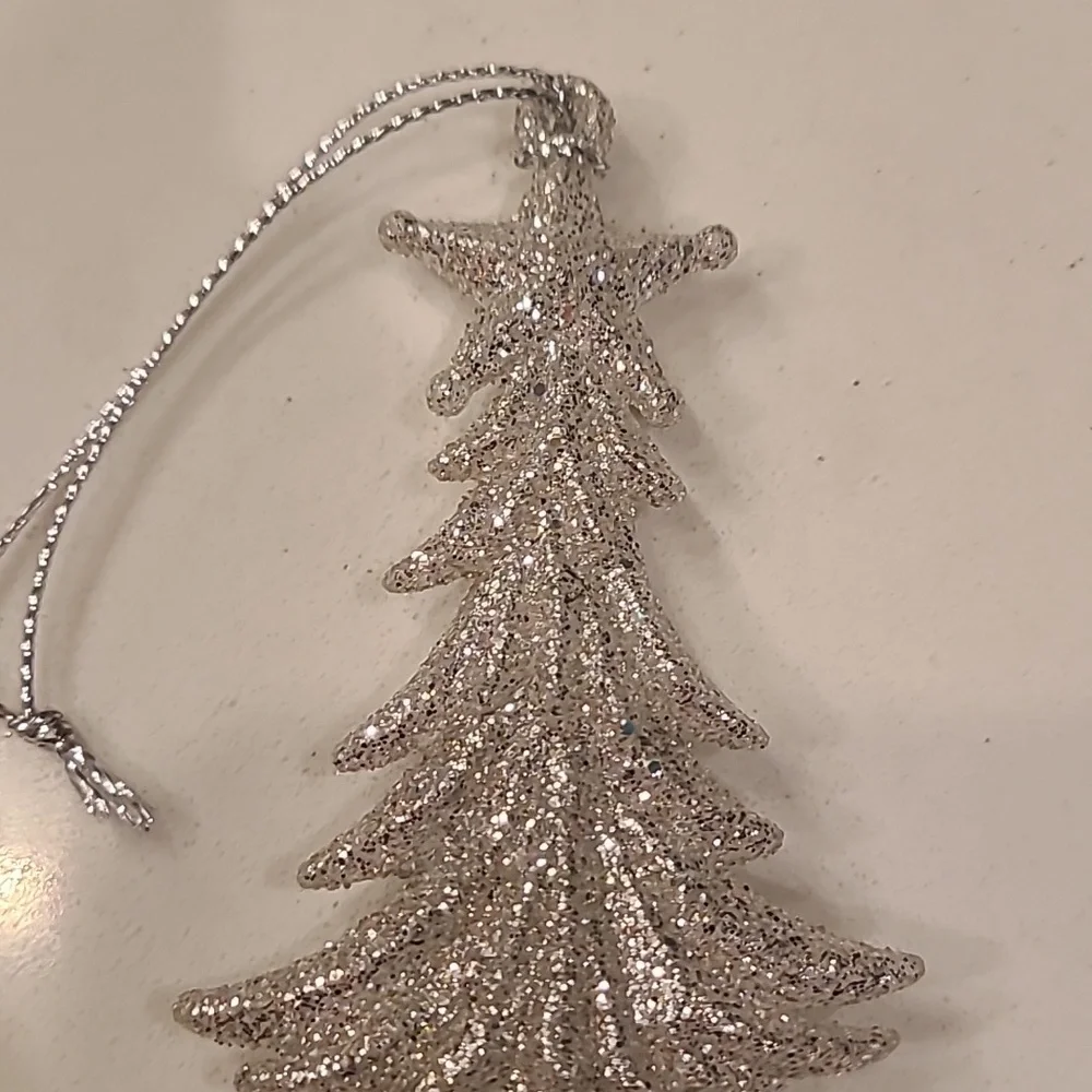 Pier 1 Imports Silver Glitter Christmas Tree Ornament
